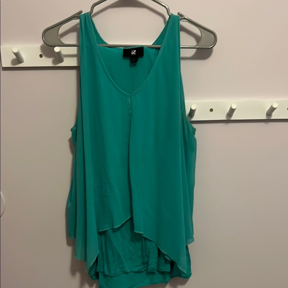 Iz Byer Turquoise Layered Tank Top